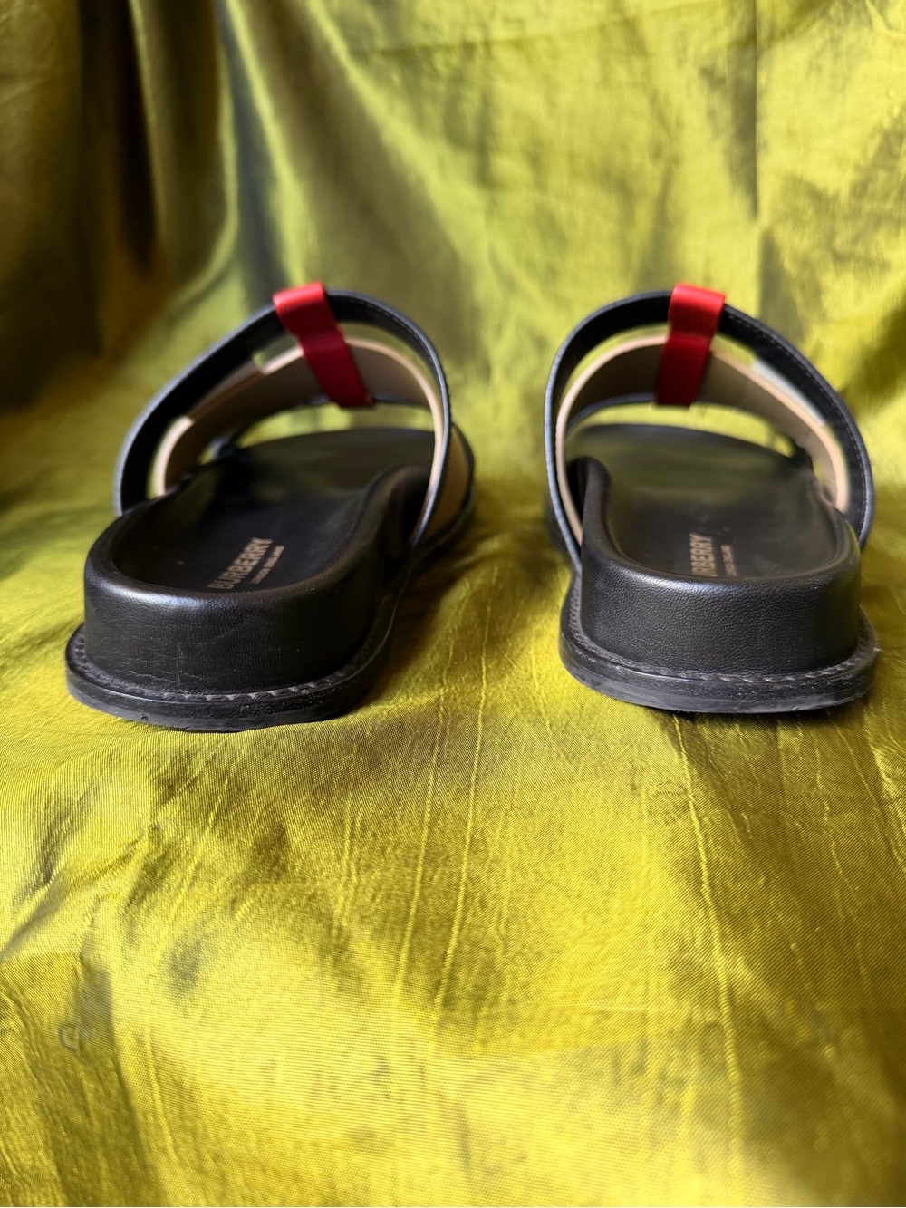 Burberry Ellendale Black Tan White Red Leather Slide Sandals EU36.5 - Picture 7 of 12